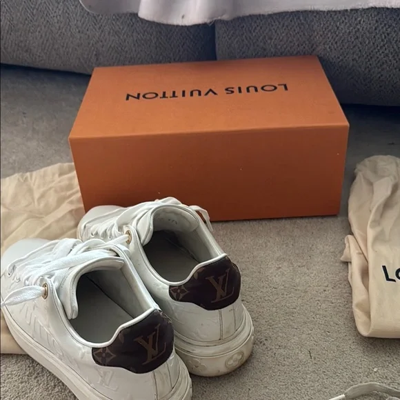 Louis Vuitton White and Tan Women's Sneakers - Picture 3 of 3